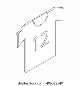 Sports shirt with number icon, isometric 3d style