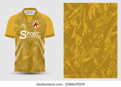 Sports shirts designed in the style of playing football or other sports. The prominent gold color makes the shirt look interesting and outstanding. There are intricate graphic patterns.