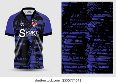 Sports shirts with a solid color of black and blue, with different colored lines and dots, for sports activities or even for everyday wear if you want an active and modern look.