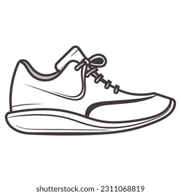 Sports shoe icon design with shoelace outline isolated