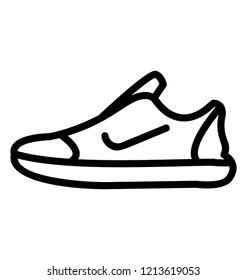 Sports shoe line icon design 