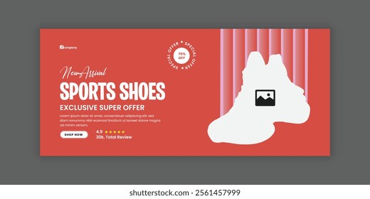 sports shoe Sale online banner Design and Exclusive Modern Sports Sneakers sale Social Media Cover Banner Design