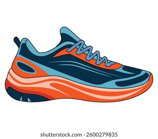 Sports Shoe Symbolizing Modern Athletic Fashion. Vector icon of a stylish running shoe, isolated on white. Ideal for sports branding, fitness themes, and athletic lifestyle designs.