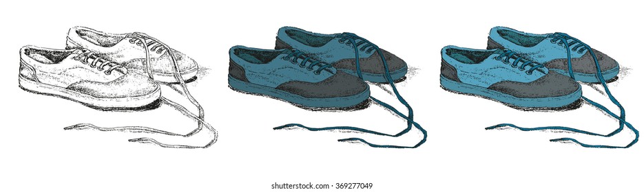 sports shoes for sports activities, are represented in three options for application in design