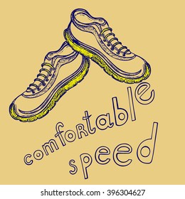 sports shoes and comfortable speed sign