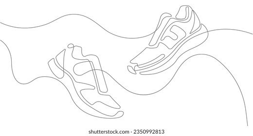 Sports shoes, concept.Sneakers in a line style. Vector .