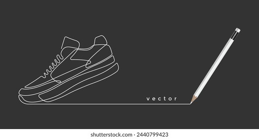 Sports shoes, concept.Sneakers in a line style. Pencil drawing .Vector illustration .