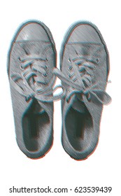 Sports shoes with editable vector illustration effect