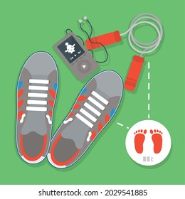 sports shoes and equipment around