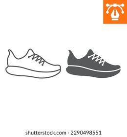 Sports shoes line and solid icon, outline style icon for web site or mobile app, fitness and footwear, running shoes vector illustration, vector graphics with editable strokes.