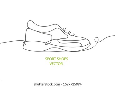  Sports shoes in a line style.Vector illustration of sneakers. Sketch sneakers for your creativity.