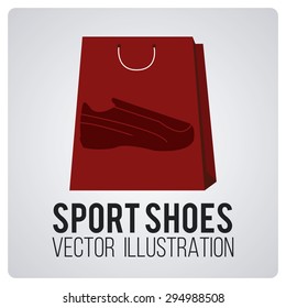 sports shoes on red shopping bag