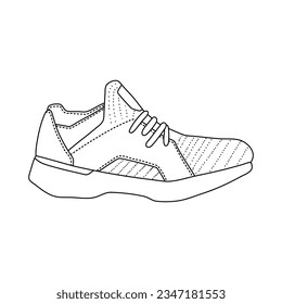 Sports Shoes Outline doodle. Foot Wear Outline isolated on white background.