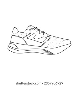 Sports Shoes Outline doodle. Foot Wear Outline isolated on white background.