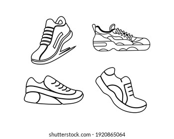 Sports Shoes Outline in Vector Form  Foot Wear Outline white background 