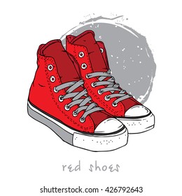 Sports shoes red sneakers