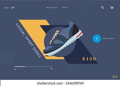  Sports shoes for running, fitness or walking. Can be used for web, flyers, print, brochures, presentation, banners. Vector illustration. Eps10 - Vector