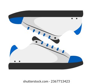Sports shoes for running and jogging, doing exercises and performing training. Isolated clothes and accessories for men and women, unisex model for foot, footwear fashion. Vector in flat style
