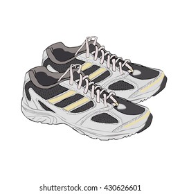 Sports shoes. Running sneakers. Vector.