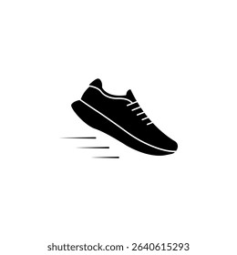 Sports shoes, sneakers black icon, flat design on white background. Vector illustration
