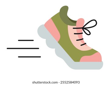 Sports shoes, sneakers. Symbol of running, cardio training and pedometer. Trendy modern vector illustration isolated on white background, hand drawn, flat design