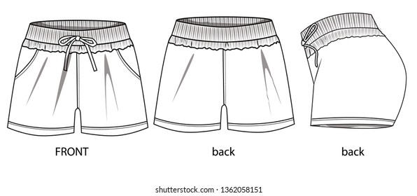 Sports shorts for teenage women vector template
