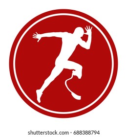 sports sign icon male athlete disabled amputee an explosive start