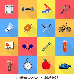 Sports signs icons. Set. Flat