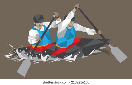 Sports silhouette action kayak group set