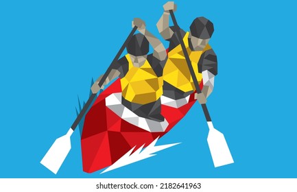 Sports silhouette action kayak group set