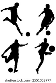 Sports Silhouette, Soccer Players, Kick, Football Players Silhouettes, Sports Men, Collection, Sports Silhouette, Running, Ball, Lifestyle, Dynamic, Player, Vector