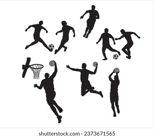 Sports silhouette vector set isolated on a white background 