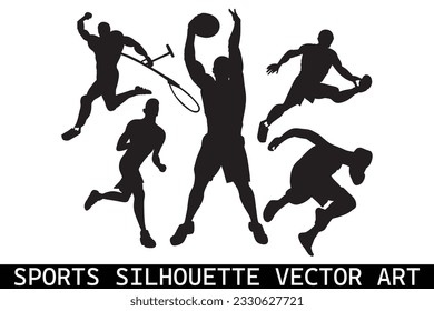 Sports Silhouettes vector, Football Silhouettes, American football player silhouettes, Sports player vector silhouettes.