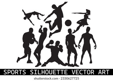 Sports Silhouettes vector, Football Silhouettes, American football player silhouettes, Sports player vector silhouettes.