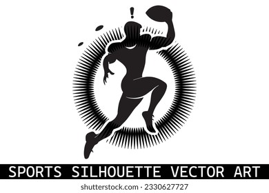 Sports Silhouettes vector, Football Silhouettes, American football player silhouettes, Sports player vector silhouettes.