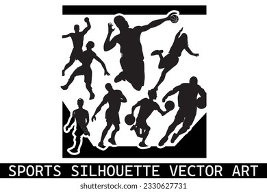 Sports Silhouettes vector, Football Silhouettes, American football player silhouettes, Sports player vector silhouettes.