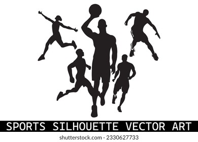 Sports Silhouettes vector, Football Silhouettes, American football player silhouettes, Sports player vector silhouettes.