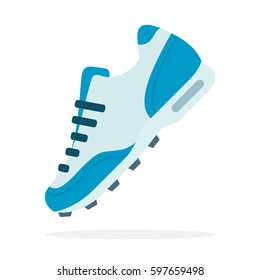 Sports sneaker on lacing vector flat material design isolated on white