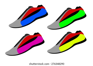 Sports sneakers in vector on white background.