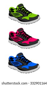 Sports sneakers in vector on white background.