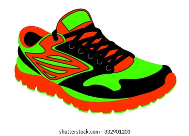 Sports sneakers in vector on white background.