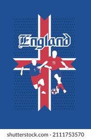 SPORTS SOCCER FOOTBALL ENGLAND FLAG WITH UNION JACK VECTOR DESIGN