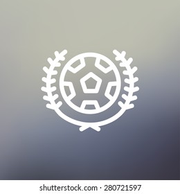 Sports soccer logo badges icon thin line for web and mobile, modern minimalistic flat design. Vector white icon on gradient mesh background.