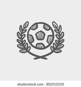 Sports soccer logo badges sketch icon for web and mobile. Hand drawn vector dark grey icon on light grey background.