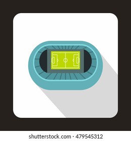 Sports soccer stadium icon in flat style with long shadow. Championship symbol vector illustration