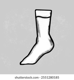 Sports sock. Hand drawn isolated sports knitted sock in doodle style. Clipart. Vector element on gray background.