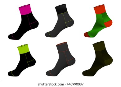 Sportsocken in Vektor im Sortiment.Elastische Socken in Vektor auf weißem Hintergrund.