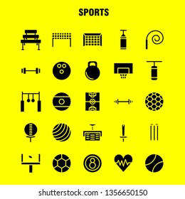 Sports Solid Glyph Icon Pack For Designers And Developers. Icons Of Ball, Golf, Tee, Sports, Cricket, Stumps, Wicket, Sports, Vector