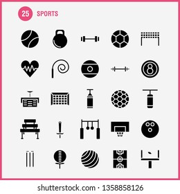 Sports Solid Glyph Icon Pack For Designers And Developers. Icons Of Ball, Golf, Tee, Sports, Cricket, Stumps, Wicket, Sports, Vector