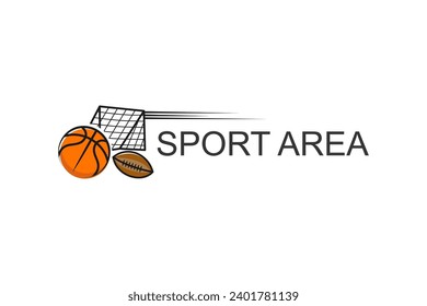 Sports stadium arena Rugby ball, basketball football icon illustration logo design.